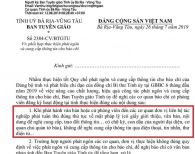 Bà Rịa - Vũng Tàu: Yêu cầu phóng viên tác nghiệp phải có giấy giới thiệu của cơ quan chủ quản