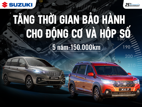 Việt Nam Suzuki tăng thời gian bảo hành cho động cơ và hộp số của Ertiga và XL7, đổi mới dịch vụ hậu mãi.