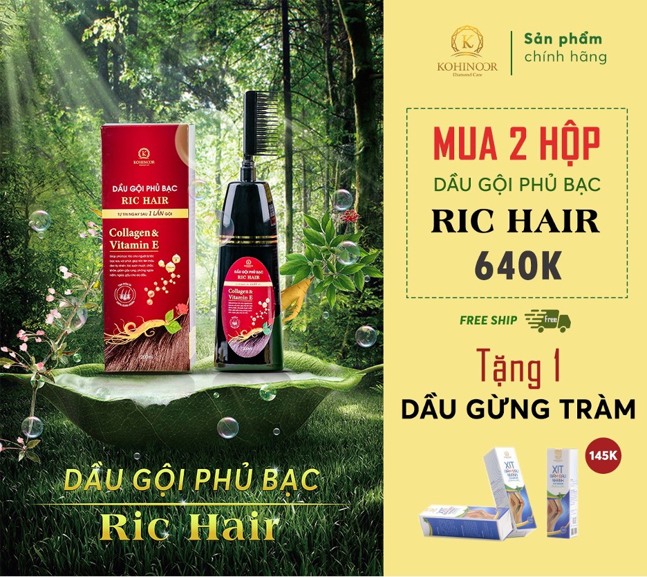 Dầu gội phủ bạc Ric Hair- Thương hiệu bảo chứng bởi người tiêu dùng thông thái