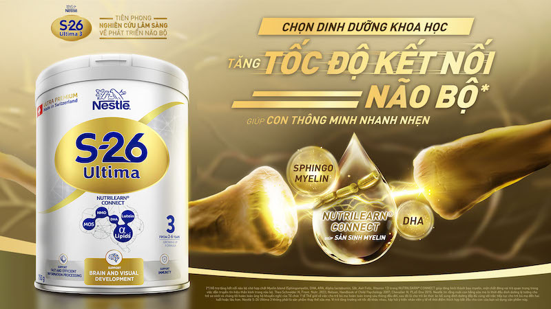 Hợp chất NUTRILEARN® Connect có trong sữa Nestlé S-26 Ultima 3 hỗ trợ tăng tốc độ kết nối não bộ